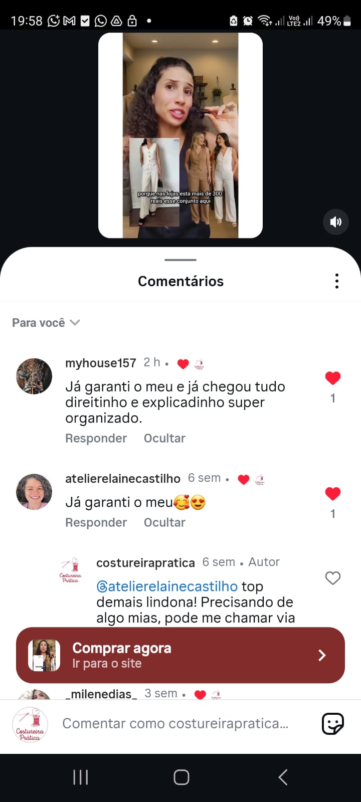 Saia confeccionada por uma aluna