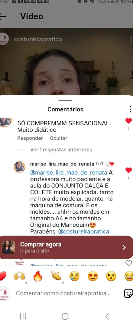 Saia confeccionada por uma aluna