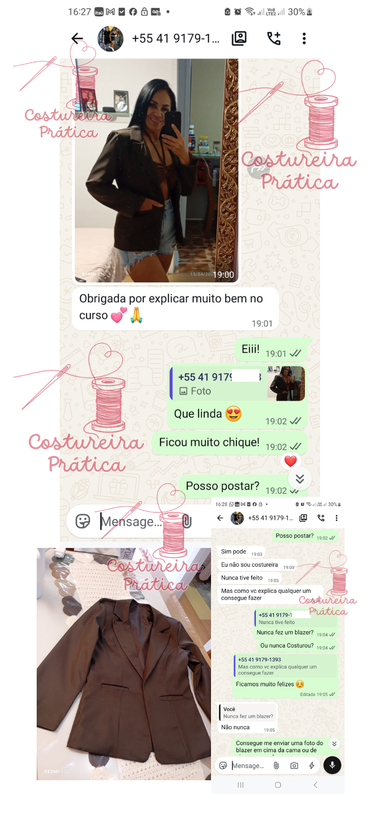 Blazer confeccionado por uma aluna
