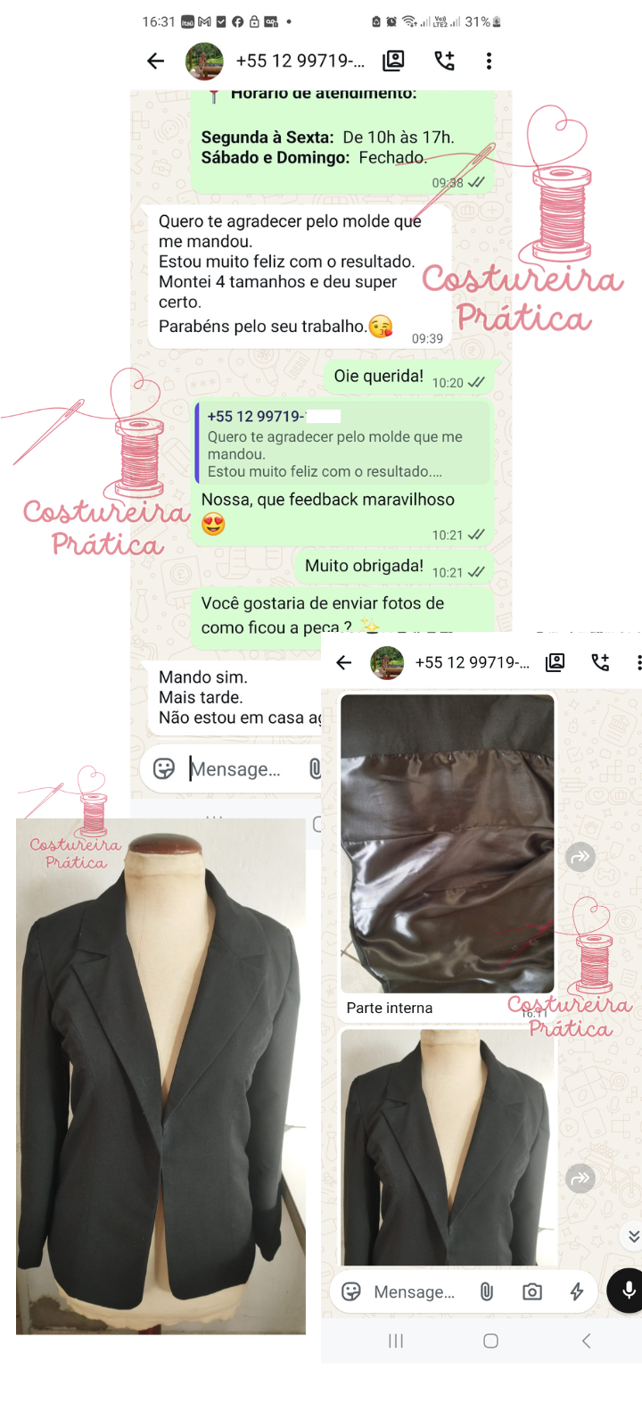 Blazer confeccionado por uma aluna