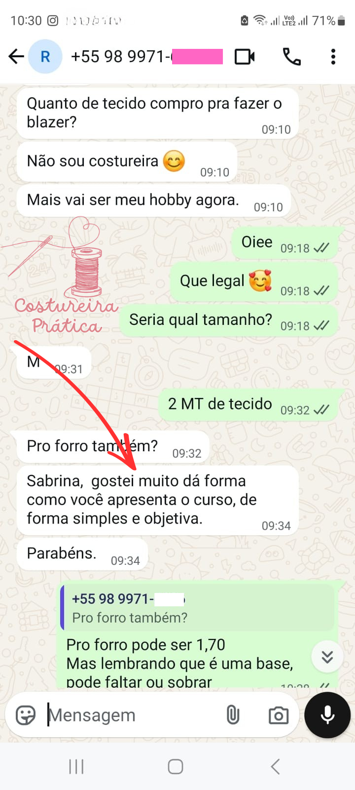 Blazer confeccionado por uma aluna